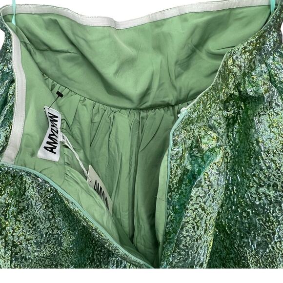 Dolls Kill Amylynn Sara Mini Dress M Green Brocade Bandeau Strapless Party NEW - Picture 3 of 14